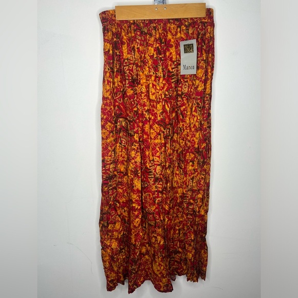 Only Dresses & Skirts - Vintage New Maren maxi skirt floral red orange print USA Size medium NWT boho